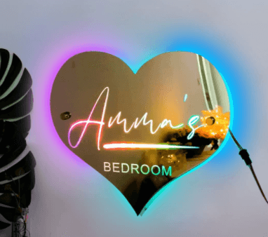 Personalized Name Mirror Light For Bedroom LED Light Up Mirror For Wall Custom Photo Christmas Valentine's Day Wedding Gifts - Trendha