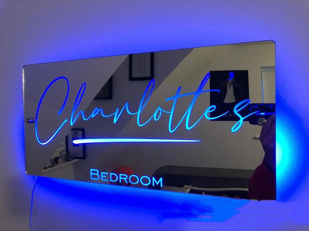 Personalized Name Mirror Light For Bedroom LED Light Up Mirror For Wall Custom Photo Christmas Valentine's Day Wedding Gifts - Trendha