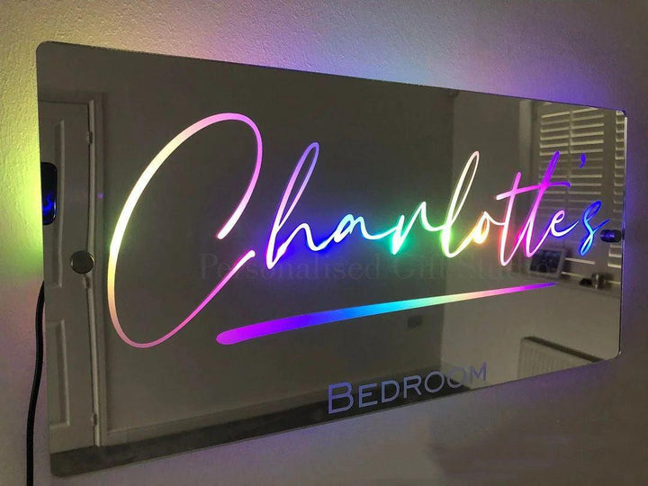 Personalized Name Mirror Light For Bedroom LED Light Up Mirror For Wall Custom Photo Christmas Valentine's Day Wedding Gifts - Trendha