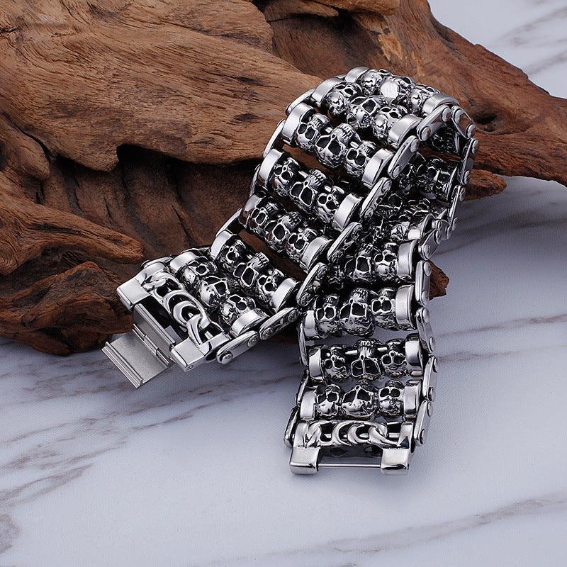 Personalized Punk Trendy Men's Fashion Accessories Titanium Steel Skull Bracelet - Trendha