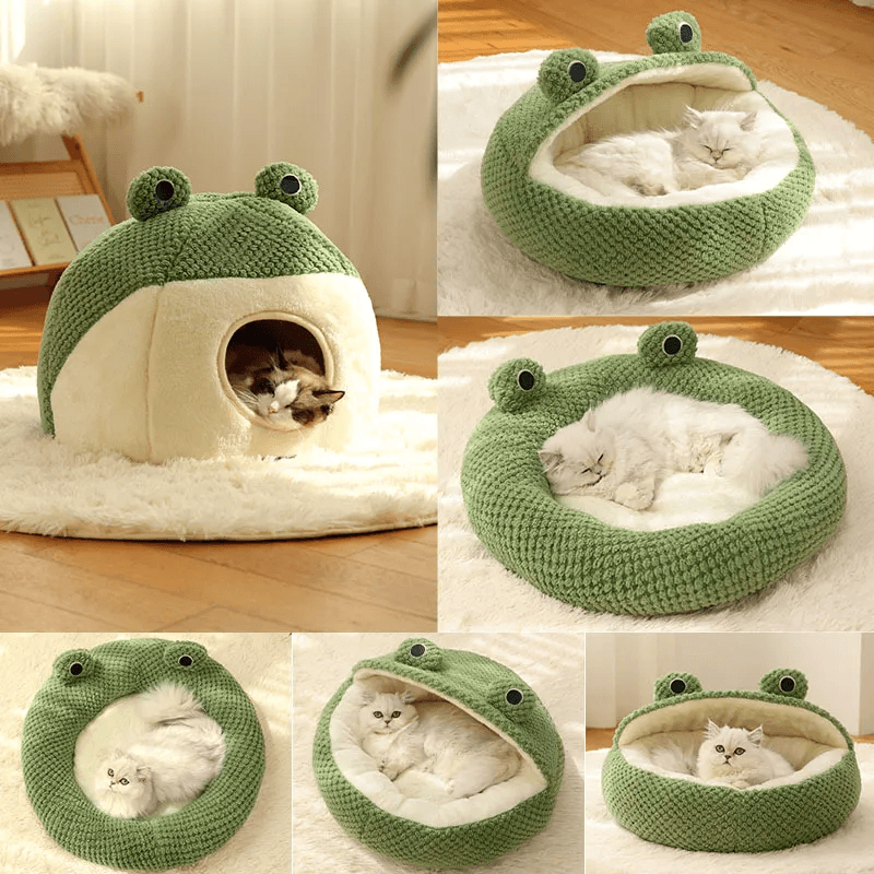 Pet Cat Dog Nest Little Frog Series Warm Plush Mat Autumn Winter Pet House Full Package Nest For Small Cats Dogs Within 5KG - Trendha
