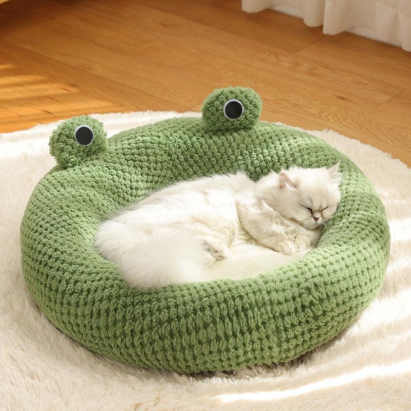 Pet Cat Dog Nest Little Frog Series Warm Plush Mat Autumn Winter Pet House Full Package Nest For Small Cats Dogs Within 5KG - Trendha