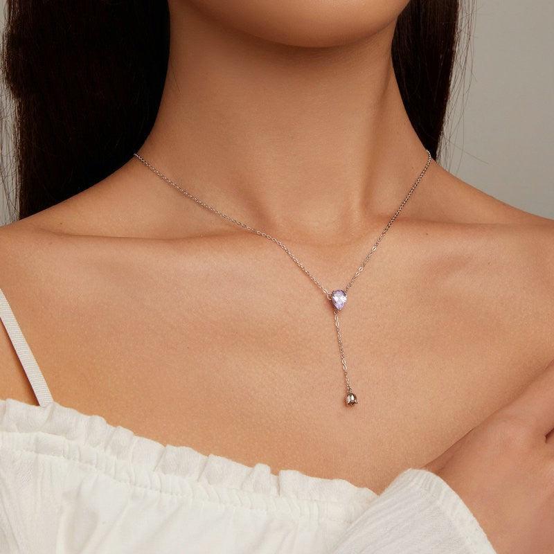 Platinum-plated Water Drop Zircon Flower Smart Pendant - Trendha