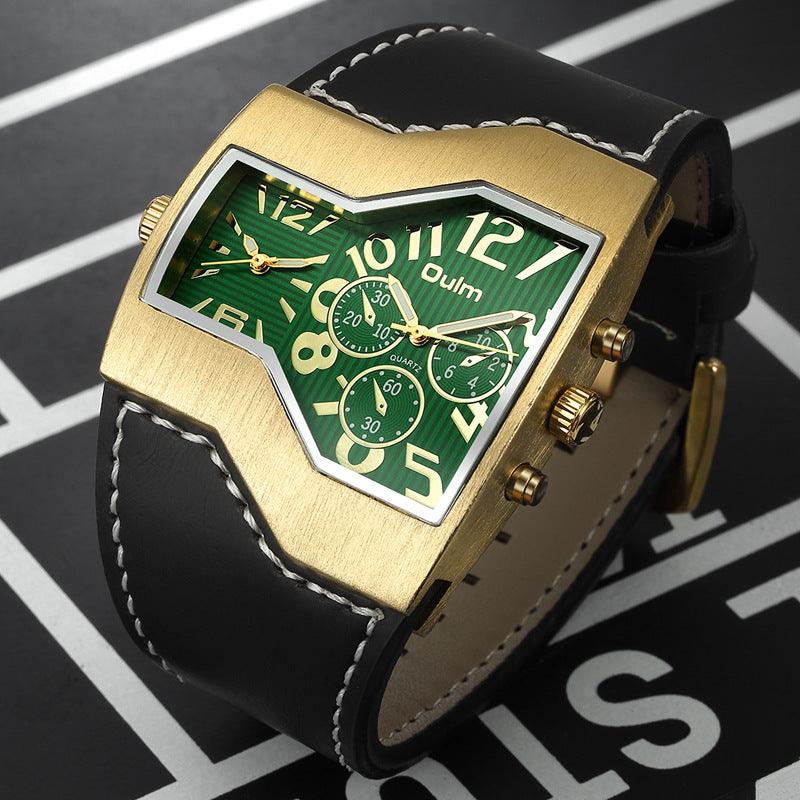 Premium Belt Large Dial Gold Men's Watch - Trendha