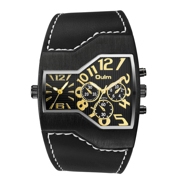 Premium Belt Large Dial Gold Men's Watch - Trendha