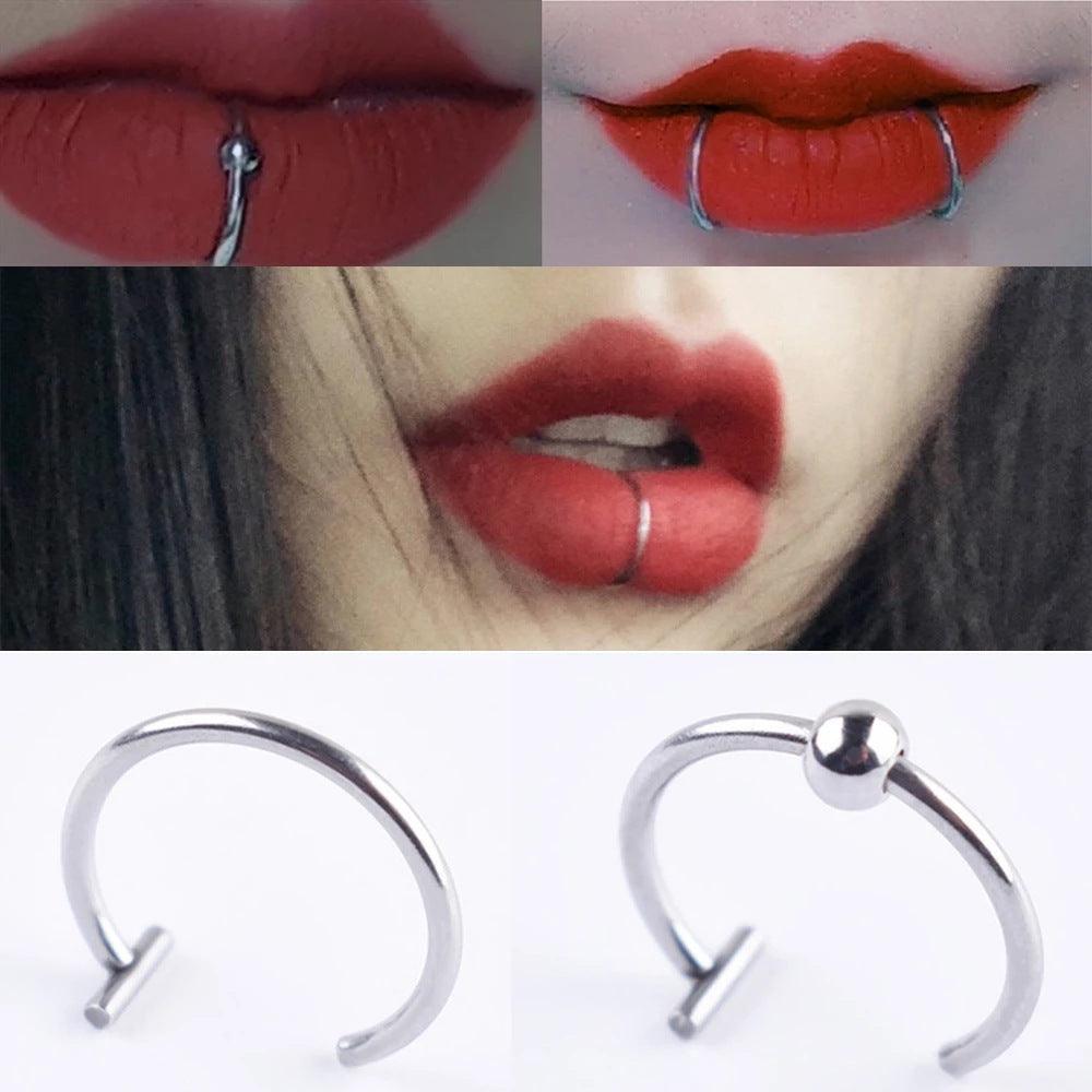 Punk 8 10mm Titanium Steel Lip Rings Cuff Clip On