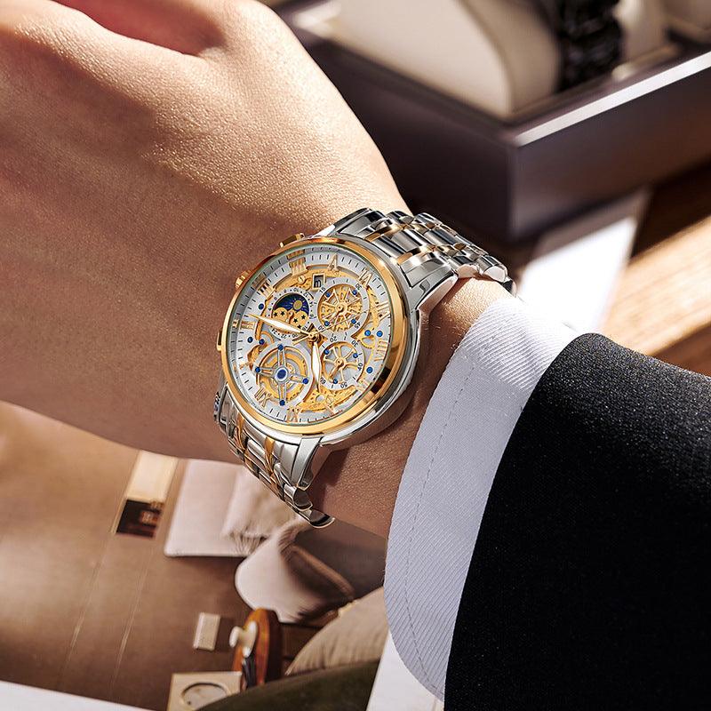 Quartz Watch Multi Function Waterproof Hollowed Out - Trendha