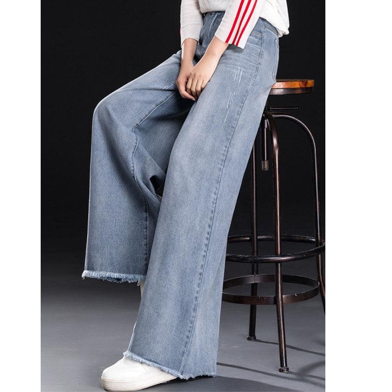 Raw Hem Wide Legs Jeans For Women Baggy Straight Trousers - Trendha