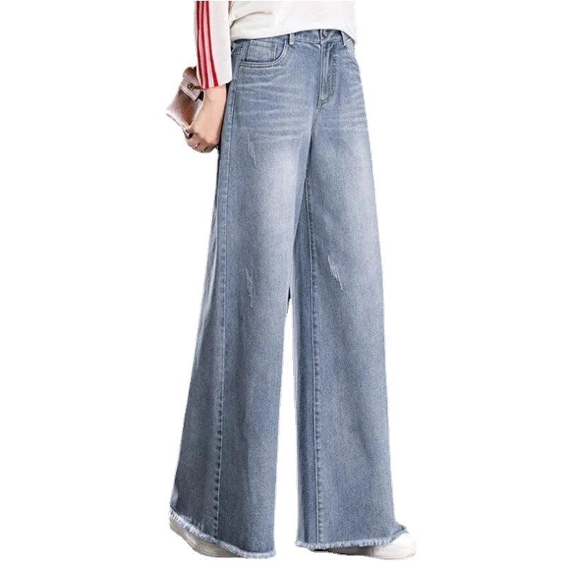 Raw Hem Wide Legs Jeans For Women Baggy Straight Trousers - Trendha