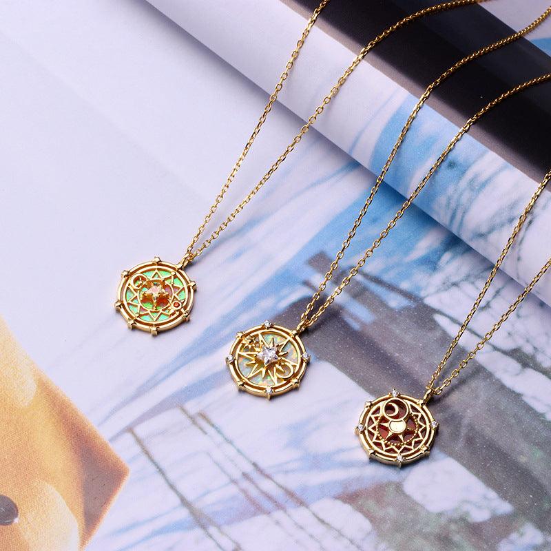 Red Agate Star Moon Collar Necklace - Trendha