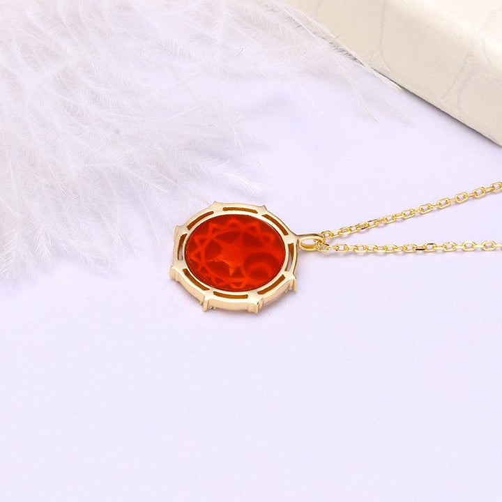 Red Agate Star Moon Collar Necklace - Trendha