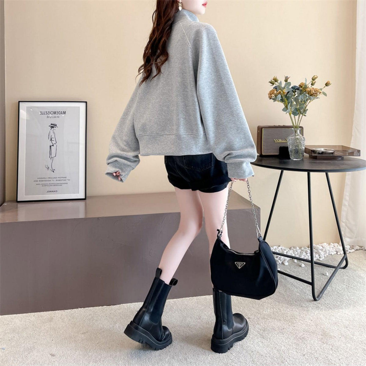 Relaxed Large Slouchy Casual Short Cardigan Top Trend - Trendha