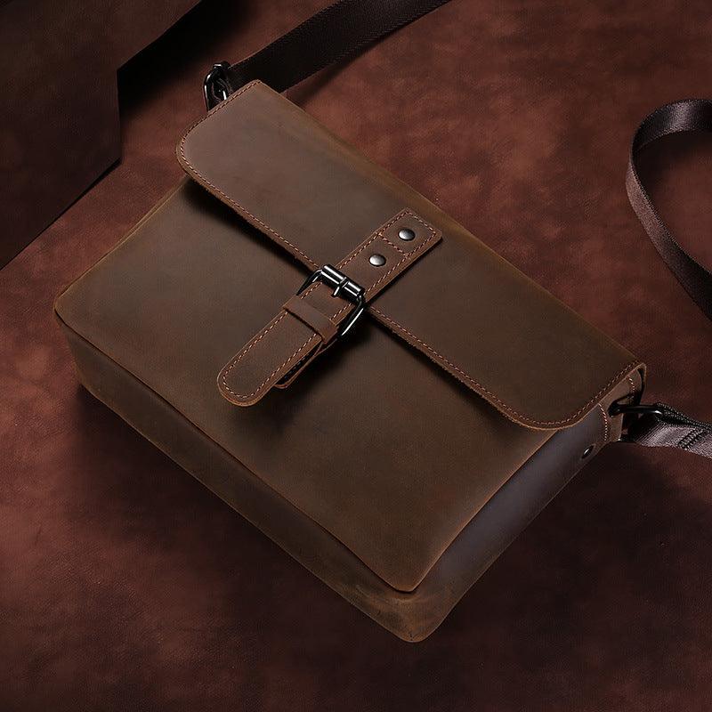 Retro Men's Fashion Trend Crazy Horseskin Shoulder Bag - Trendha