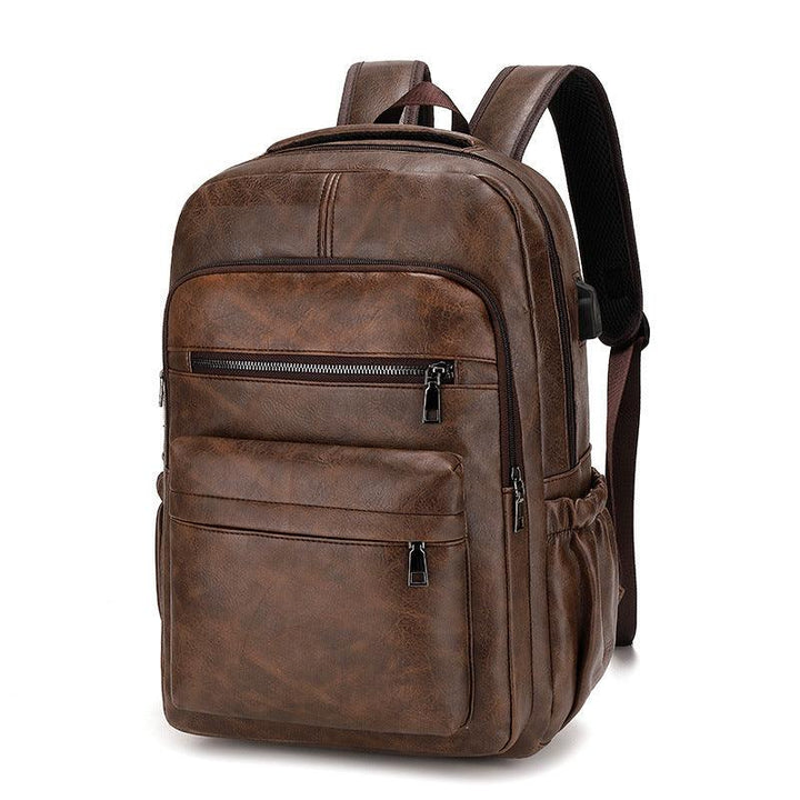 Retro Soft Leather Men's Backpack Fashion Business Travel Computer Bag - Trendha