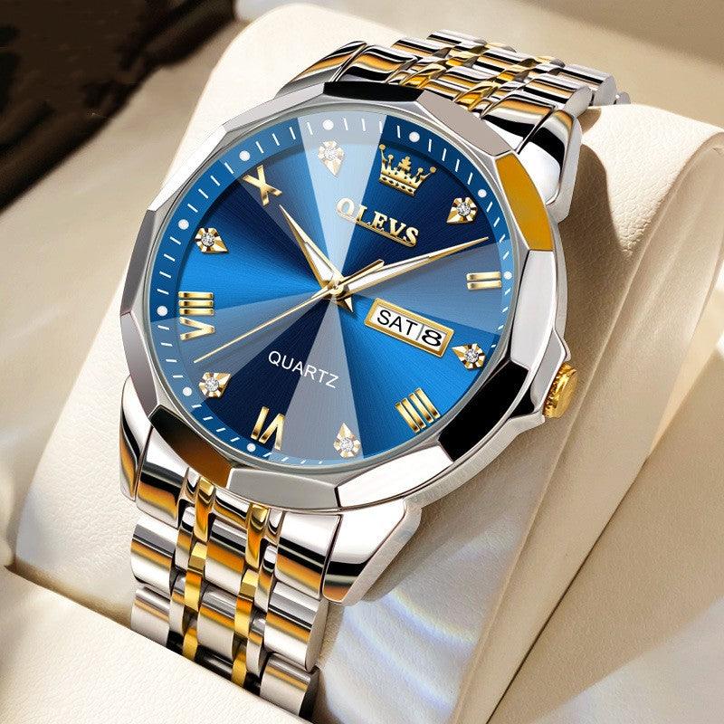 Roman Scale Double Calendar Quartz Watch Waterproof - Trendha