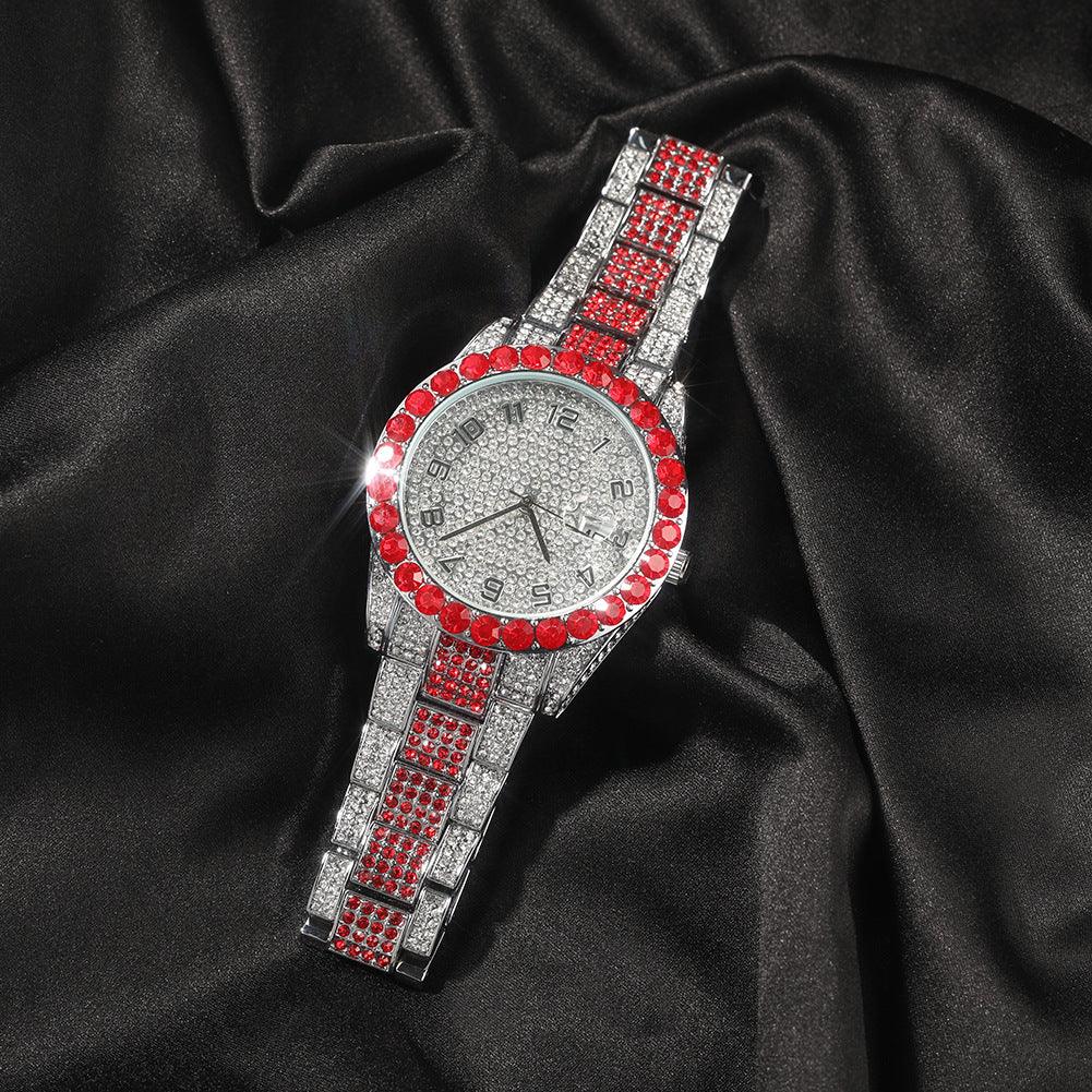 Round Rhinestone Red Fashion Watch