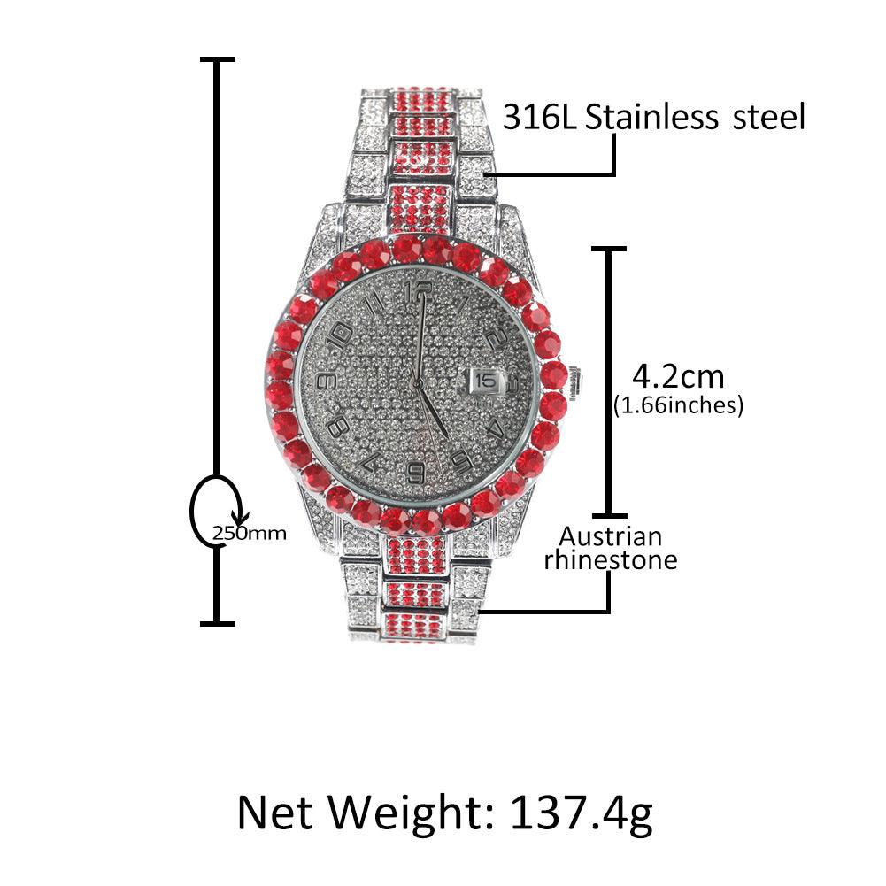 Round Diamond Red Fashion Watch - Trendha