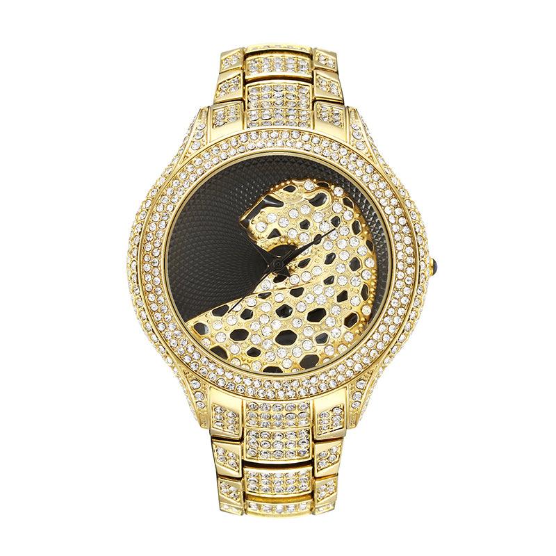 Round Leopard Full Diamond English Ladies Watch - Trendha