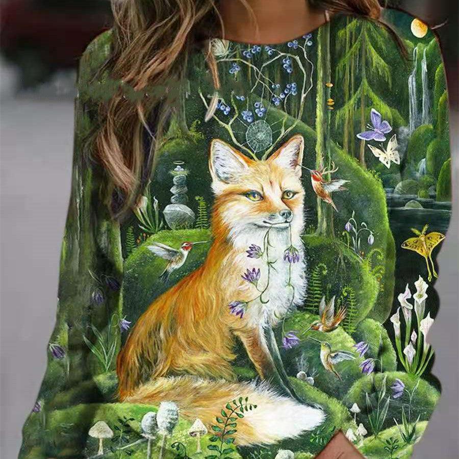 Round Neck Pattern Print Long Sleeve Jumper For Women - Trendha