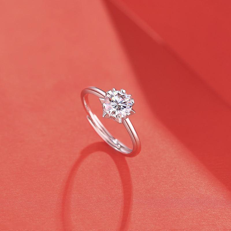 S925 Moosanshi Snowflake Star Awn Ring Creative Trend Women's Style - Trendha