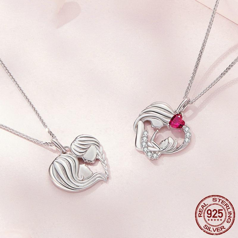 S925 Mother And Daughter Heart Affection Light Luxury Necklace - Trendha