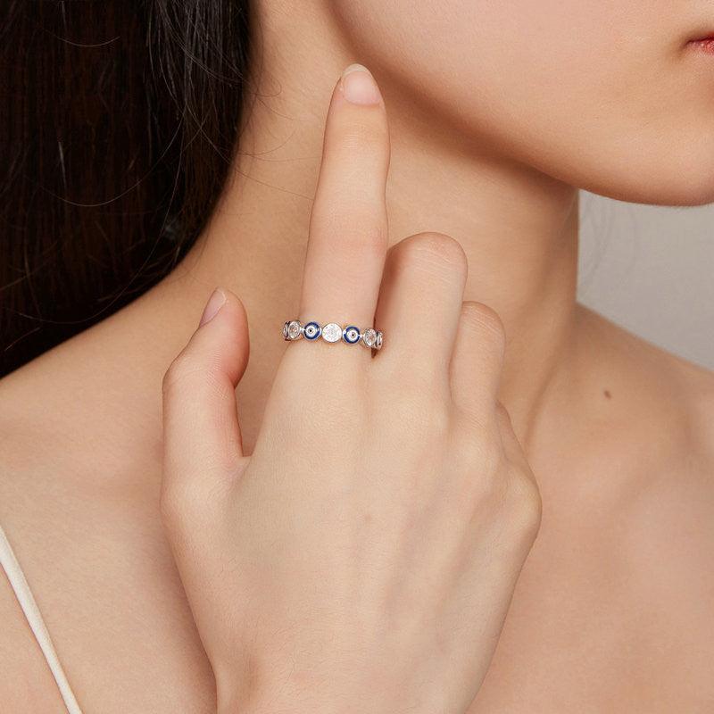 S925 Silver Devil's Eye Ring Plating - Trendha