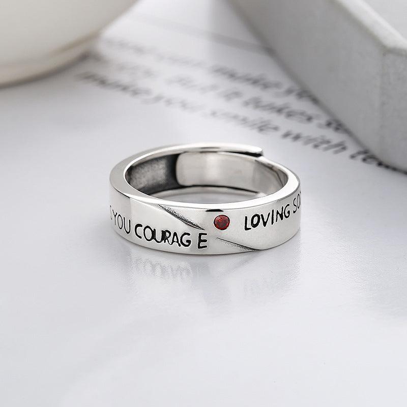 S925 Silver Fashion Simple Style English Letters Artistic Temperament Ring - Trendha