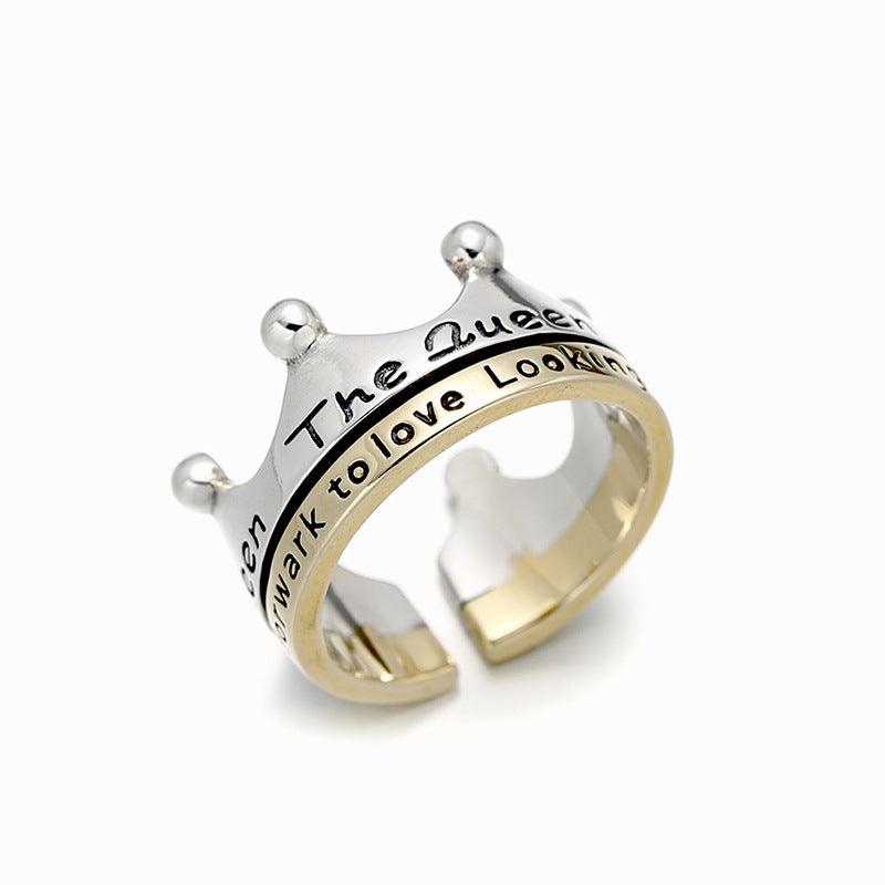 S925 Silver Gold Crown Ring Simple INS Style Simple - Trendha