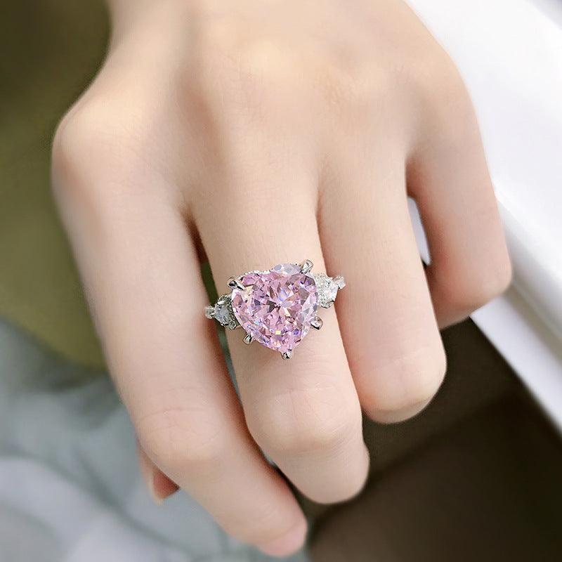 S925 Silver Heart Diamond Women's Ring - Trendha