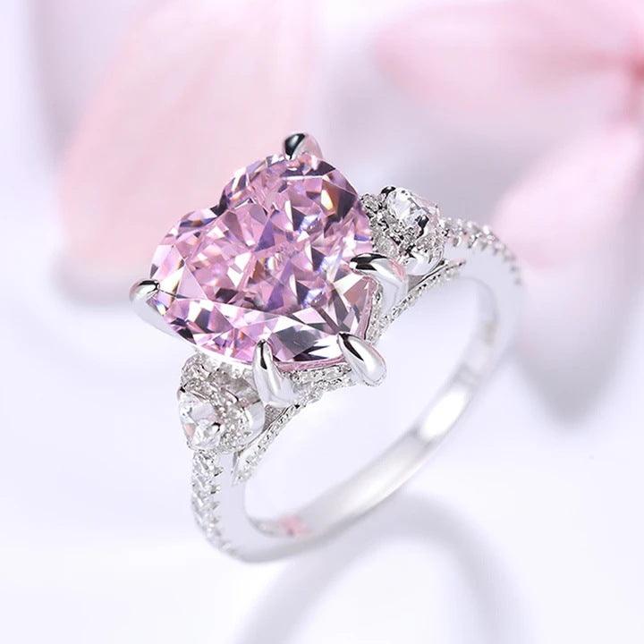 S925 Silver Heart Diamond Women's Ring - Trendha