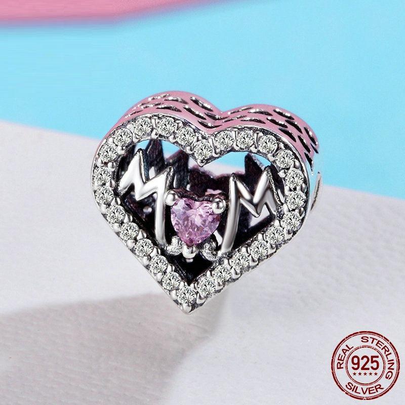S925 Silver Mother's Day Letter Beaded Pendant - Trendha