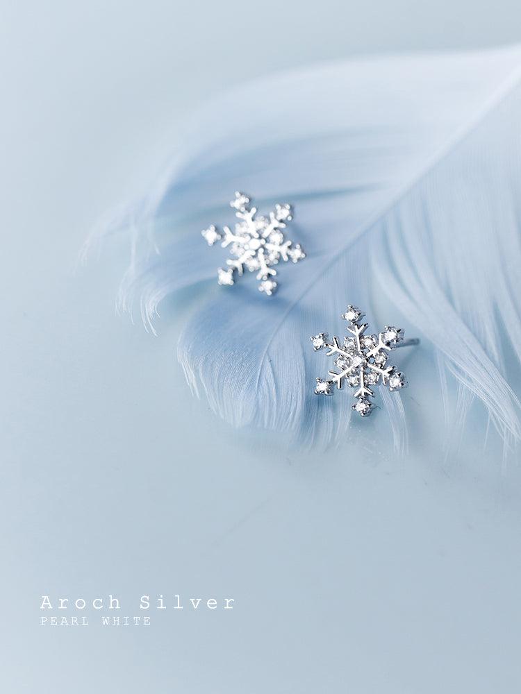 S925 Silver Small Temperament Snow Flower Earrings - Trendha