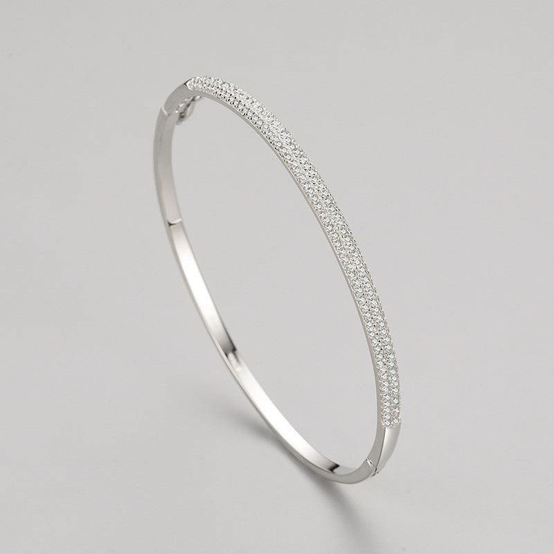 S925 Sterling Silver Bracelet Female Opening Oval - Trendha