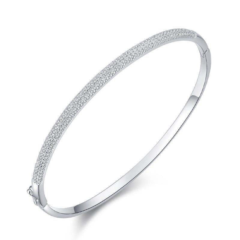S925 Sterling Silver Bracelet Female Opening Oval - Trendha