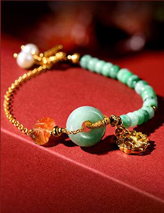 S925 Sterling Silver Bracelet Women 18K Gold Chain Jade Jewelry - Trendha