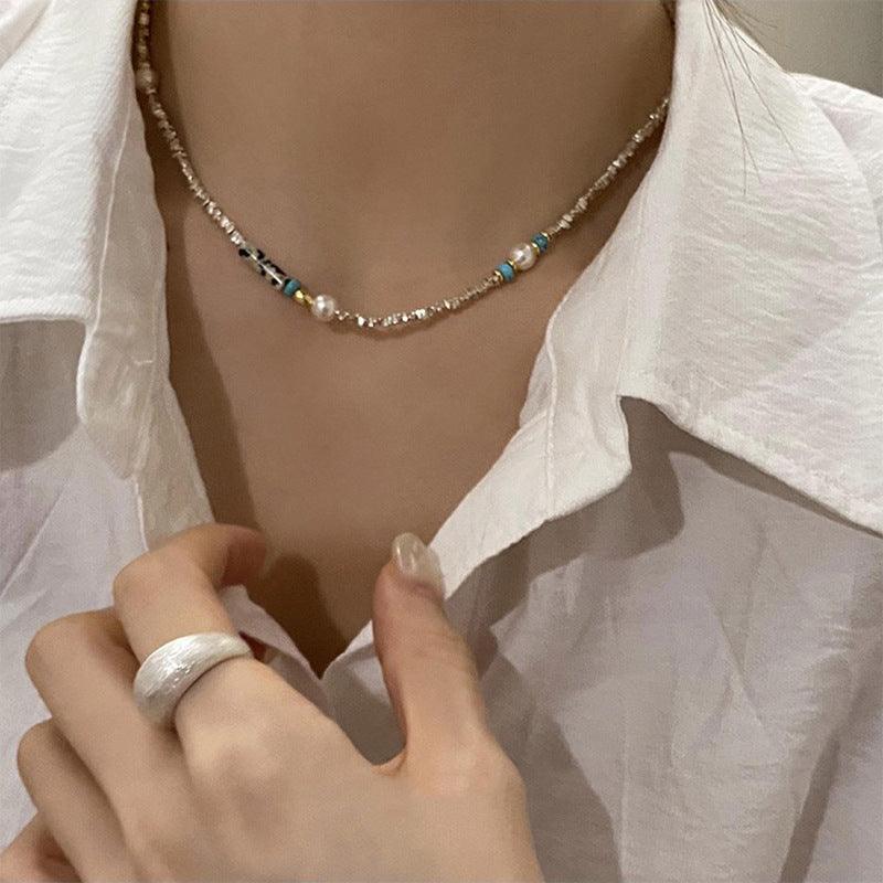S925 Sterling Silver Broken Necklace Korean Style