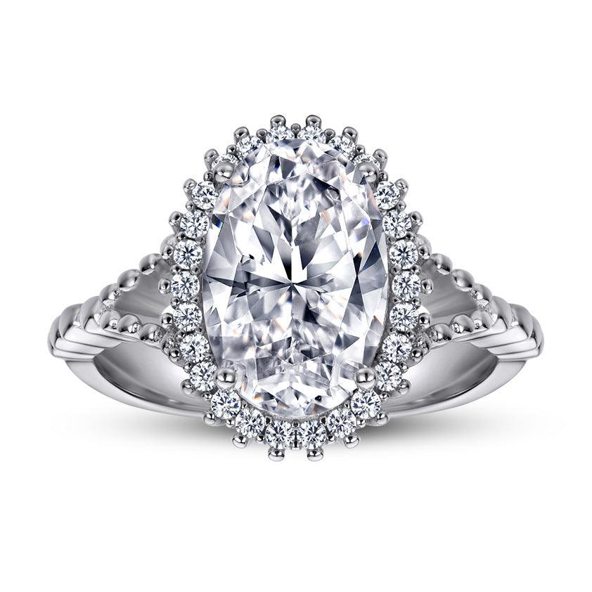 S925 Sterling Silver Egg Shaped Zircon Exaggerated Ring Female - Trendha