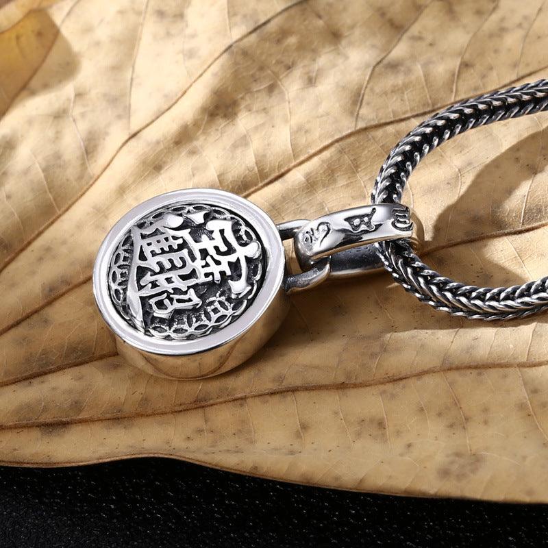 S925 Sterling Silver Fortune In Pendant Men Can Turn Double-sided - Trendha