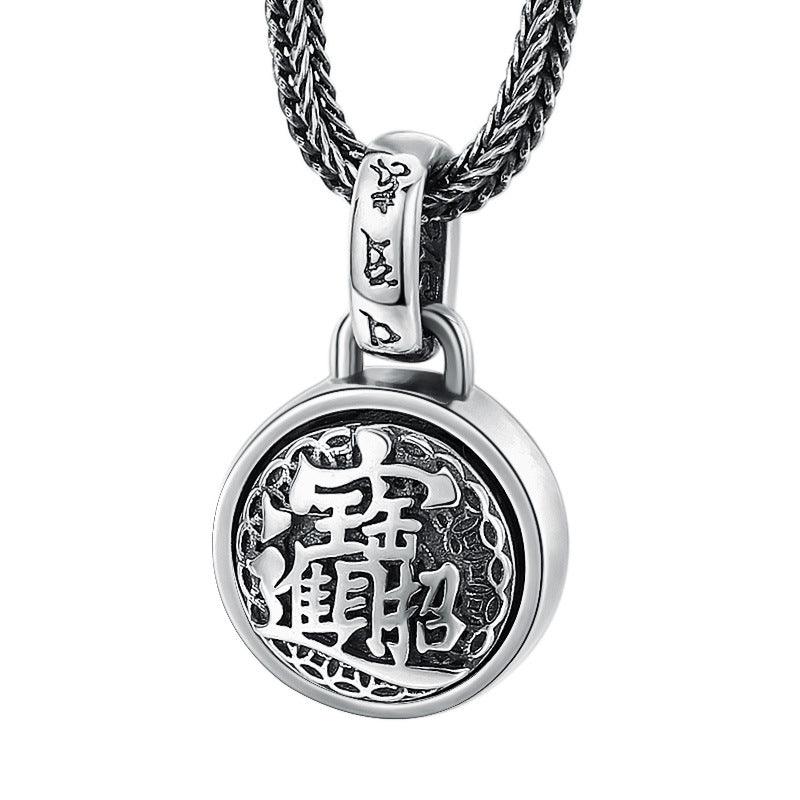 S925 Sterling Silver Fortune In Pendant Men Can Turn Double-sided - Trendha