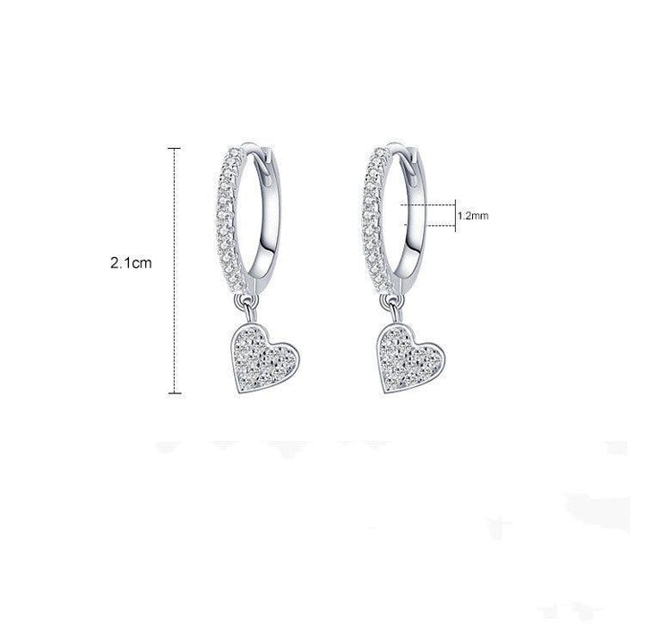 S925 Sterling Silver Heart-shaped Ear Clip Female Refined Rhinestone Love - Trendha