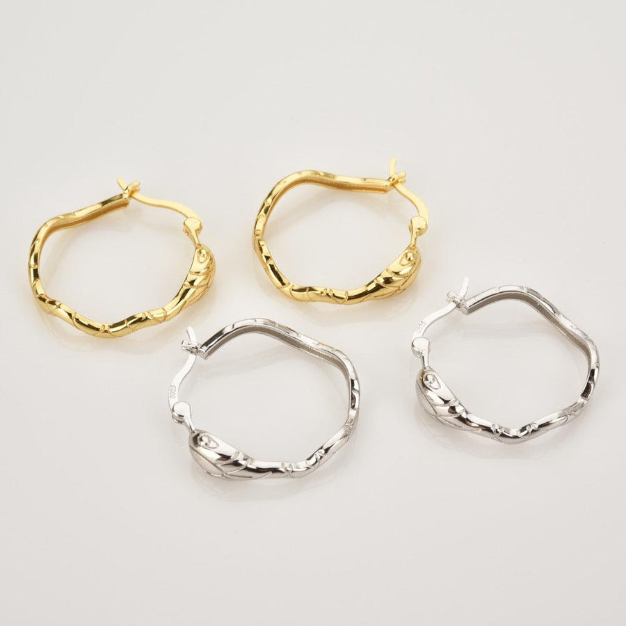 S925 Sterling Silver Large Ring Snake Earrings - Trendha