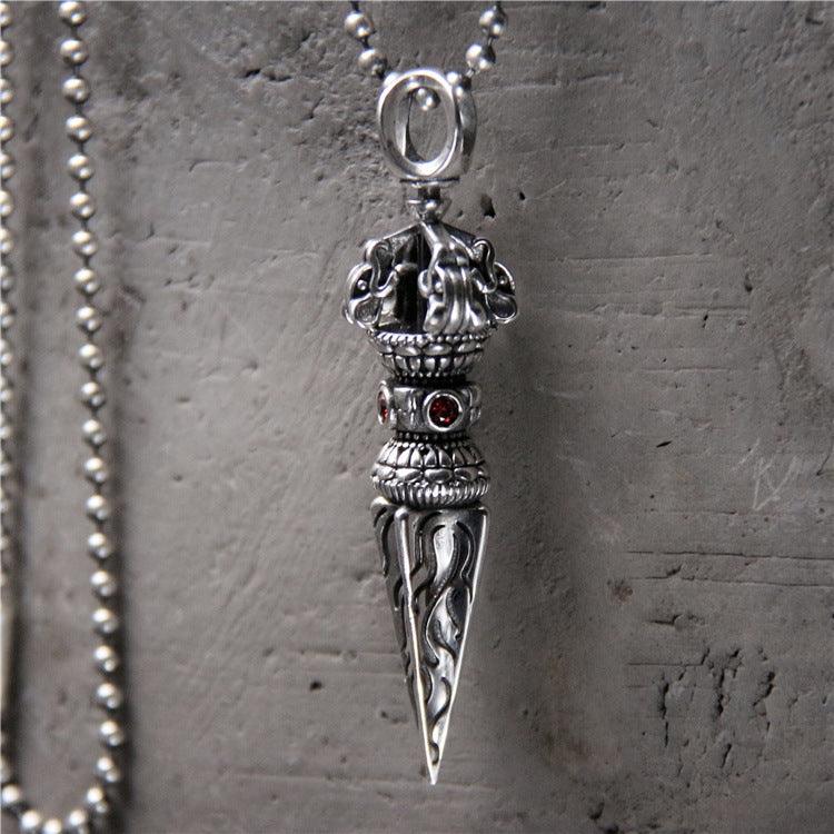 S925 Sterling Silver Magic Weapon Vajra Pestle Pendant Retro Man Personality - Trendha