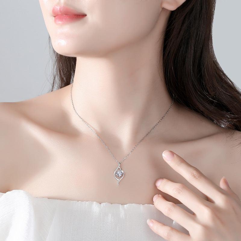 S925 Sterling Silver Mosang Diamond Necklace For Women's Simplicity - Trendha