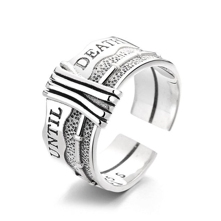 S925 Sterling Silver Retro Distressed Ring - Trendha