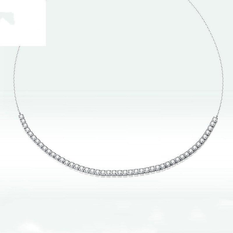 S925 Sterling Silver Sparkling Crystal Necklace Female - Trendha