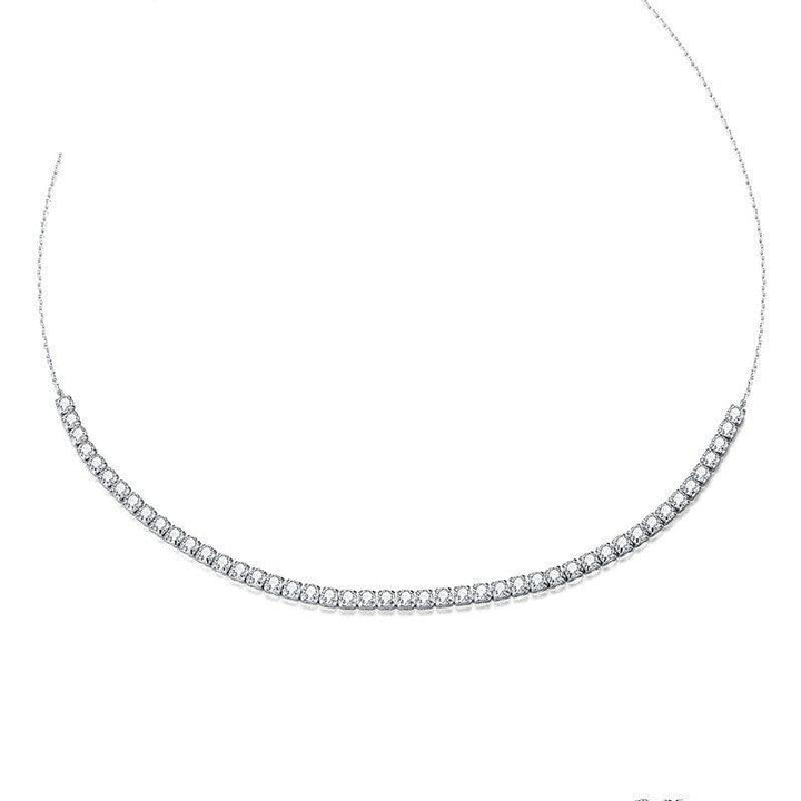 S925 Sterling Silver Sparkling Crystal Necklace Female - Trendha