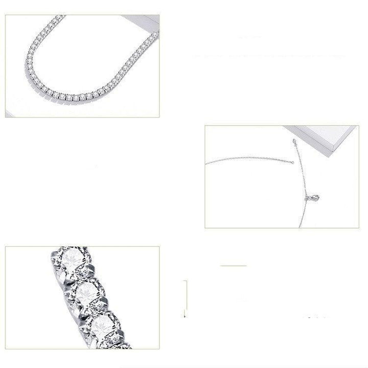 S925 Sterling Silver Sparkling Crystal Necklace Female - Trendha