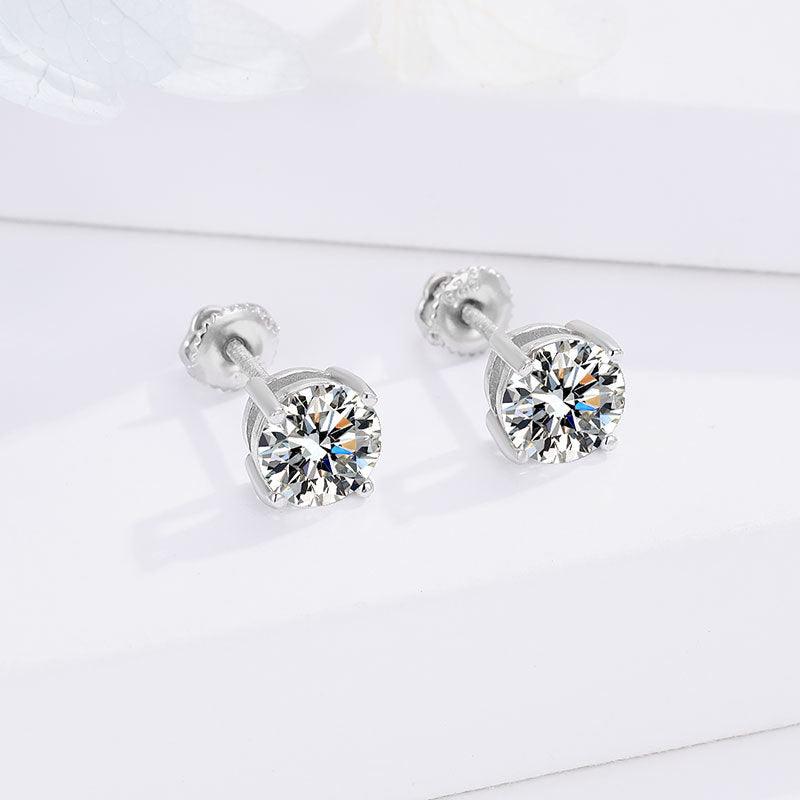 S925 Tremella Studs Advanced Ear Accessories Classic Four Claw Mosan - Trendha