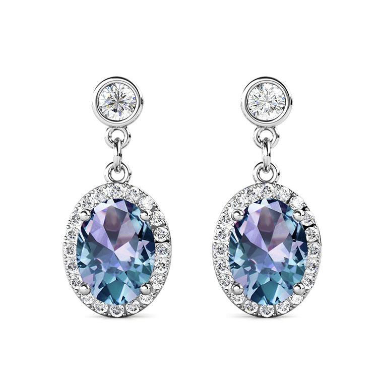 SAN Clamosan Diamond Natural Topaz Alexandre Stone S925 Sterling Silver Stud Earrings - Trendha
