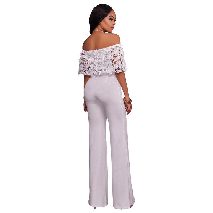 Sexy Tight One-neck Water-soluble Embroidered Jumpsuit - Trendha